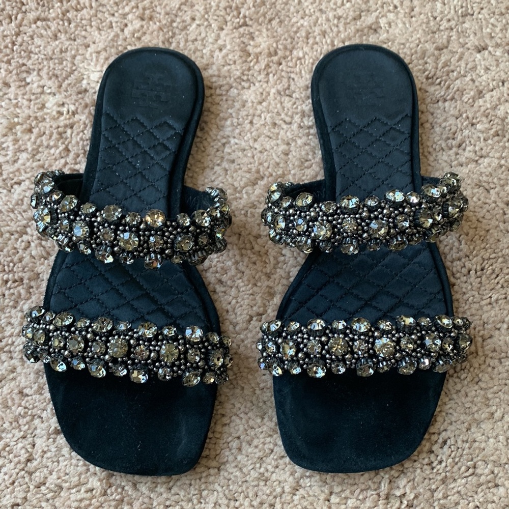 Tory Burch Crystal Slide Black Size 5